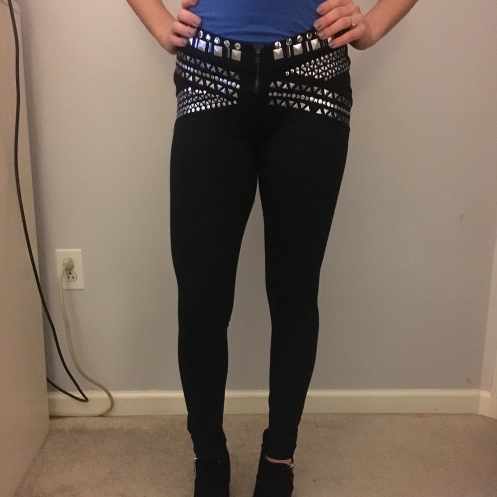 Studded high waist leggings